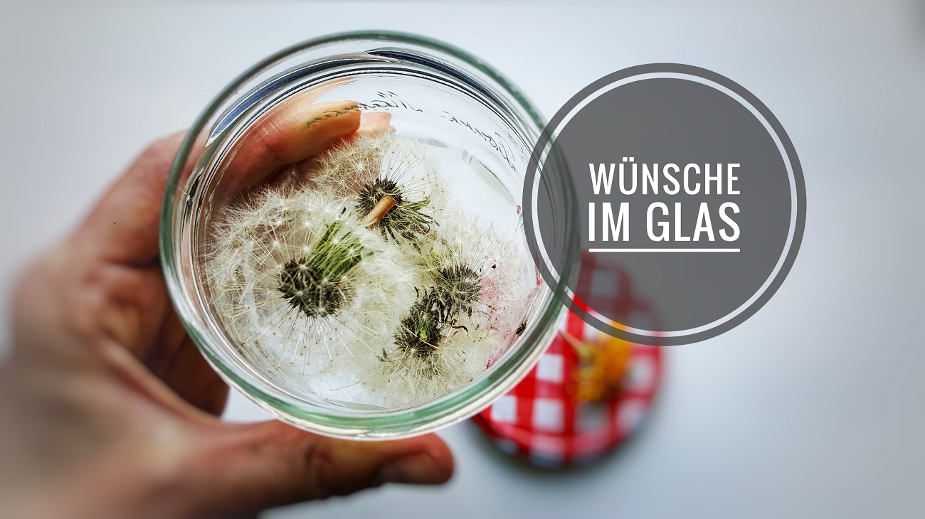 Pusteblumen im Glas "WünschDirWas" zum Verschenken